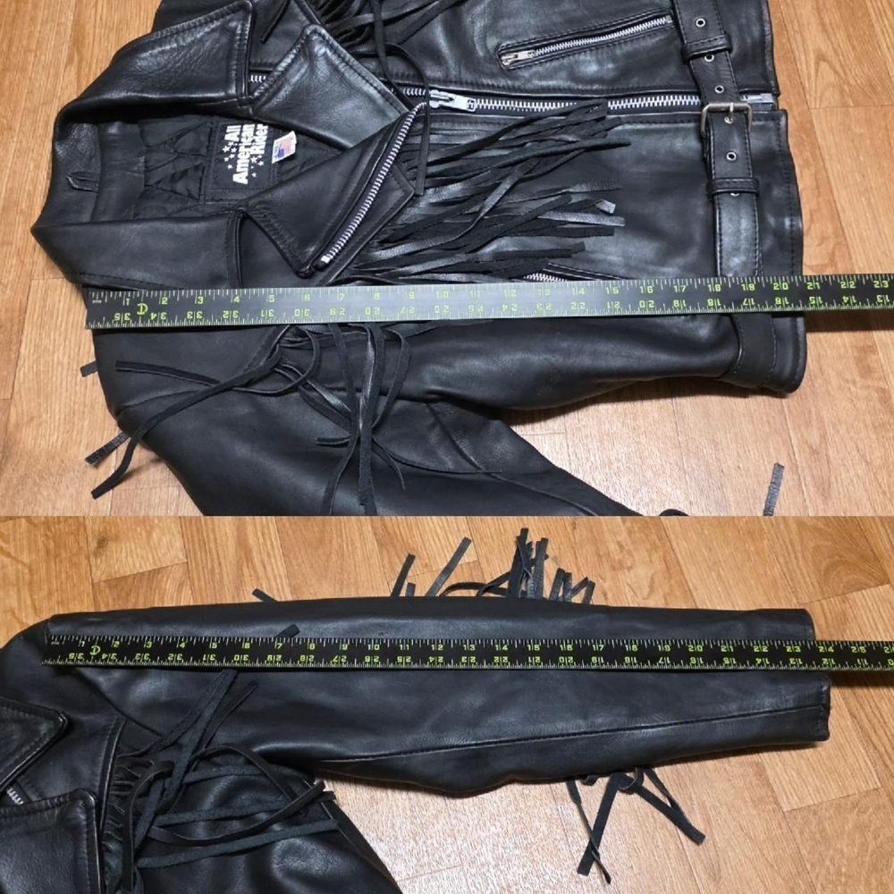 ALL AMERICAN RIDER Women's Leather Motorcycle Fringe Jacket Size 10 Made In USA - Picture 5 of 8